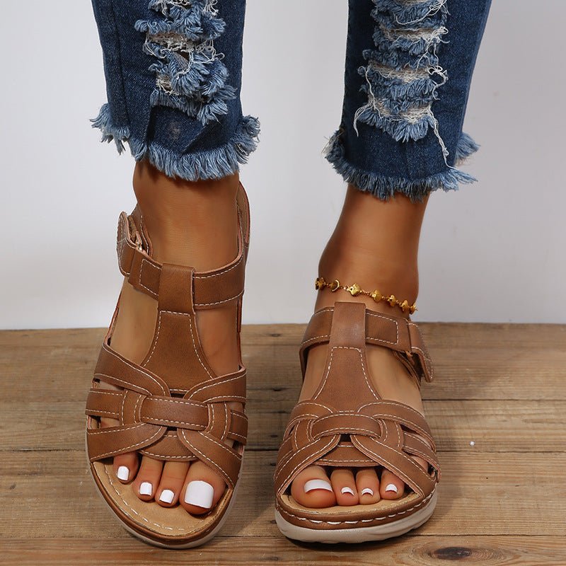 Roman Shoes Women Velcro Ankle Srap Sandals Summer Platform Sandals - Taylor K Shop