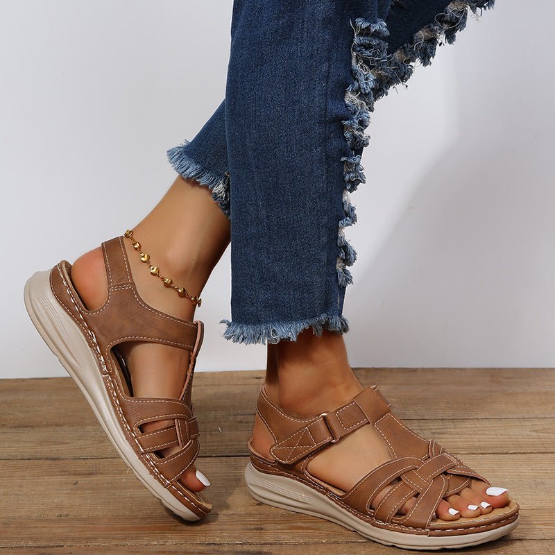 Roman Shoes Women Velcro Ankle Srap Sandals Summer Platform Sandals - Taylor K Shop