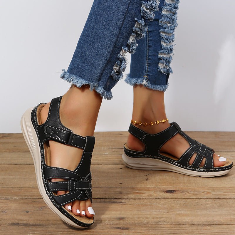Roman Shoes Women Velcro Ankle Srap Sandals Summer Platform Sandals - Taylor K Shop