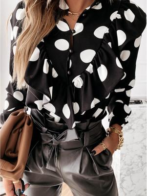 Ruffled temperament printed blouse - Taylor K Shop