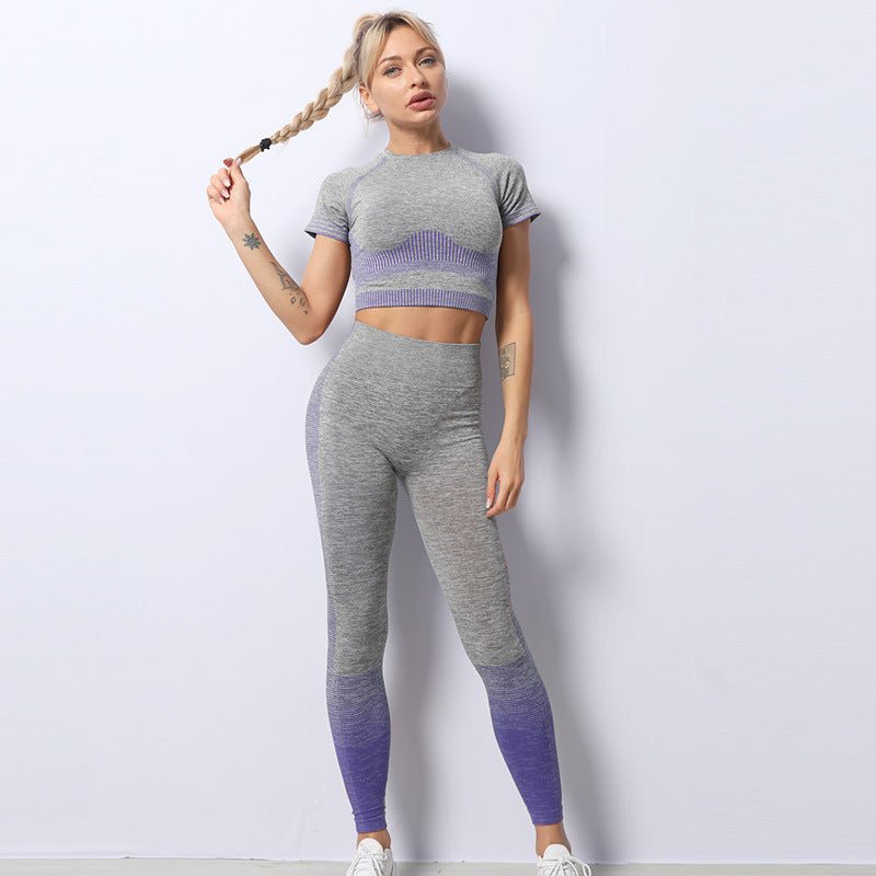 Seamless Yoga Clothing Set Knit Short Sleeves - Taylor K Shop