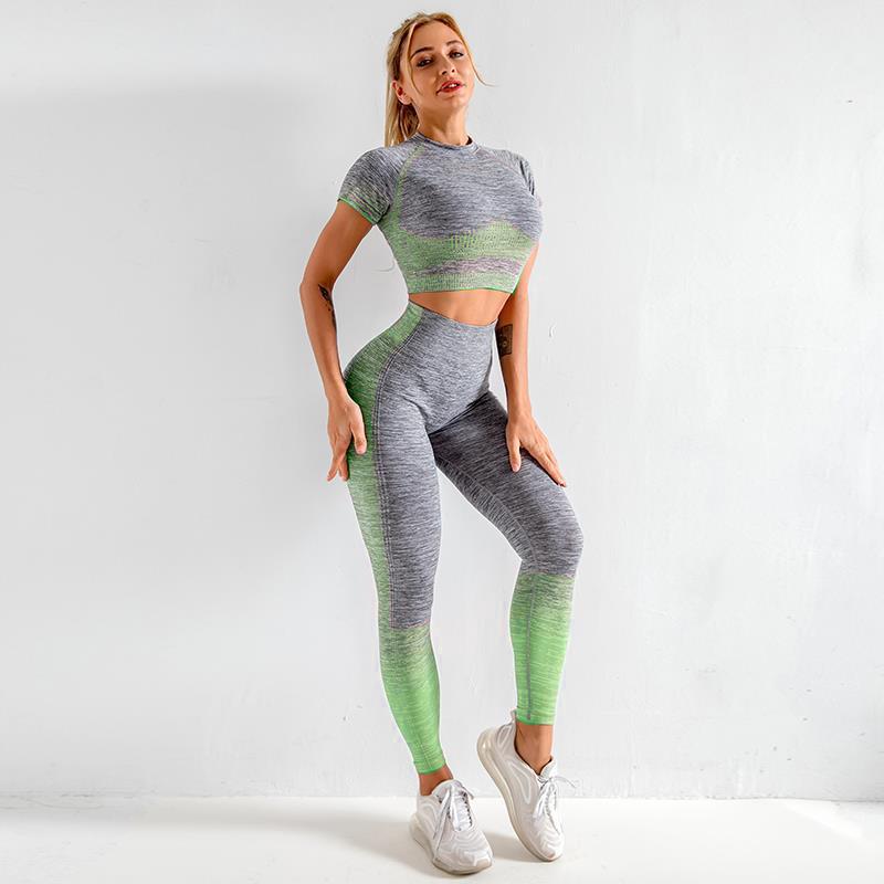 Seamless Yoga Clothing Set Knit Short Sleeves - Taylor K Shop