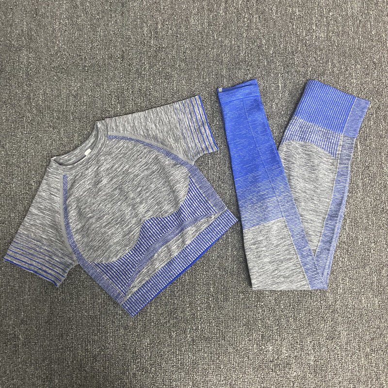 Seamless Yoga Clothing Set Knit Short Sleeves - Taylor K Shop