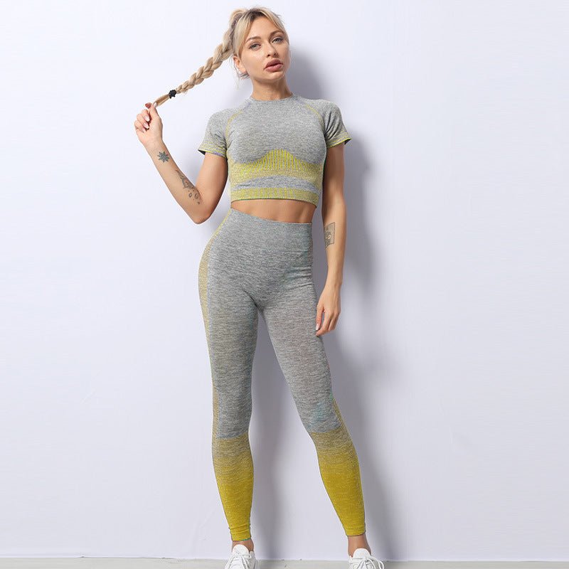 Seamless Yoga Clothing Set Knit Short Sleeves - Taylor K Shop