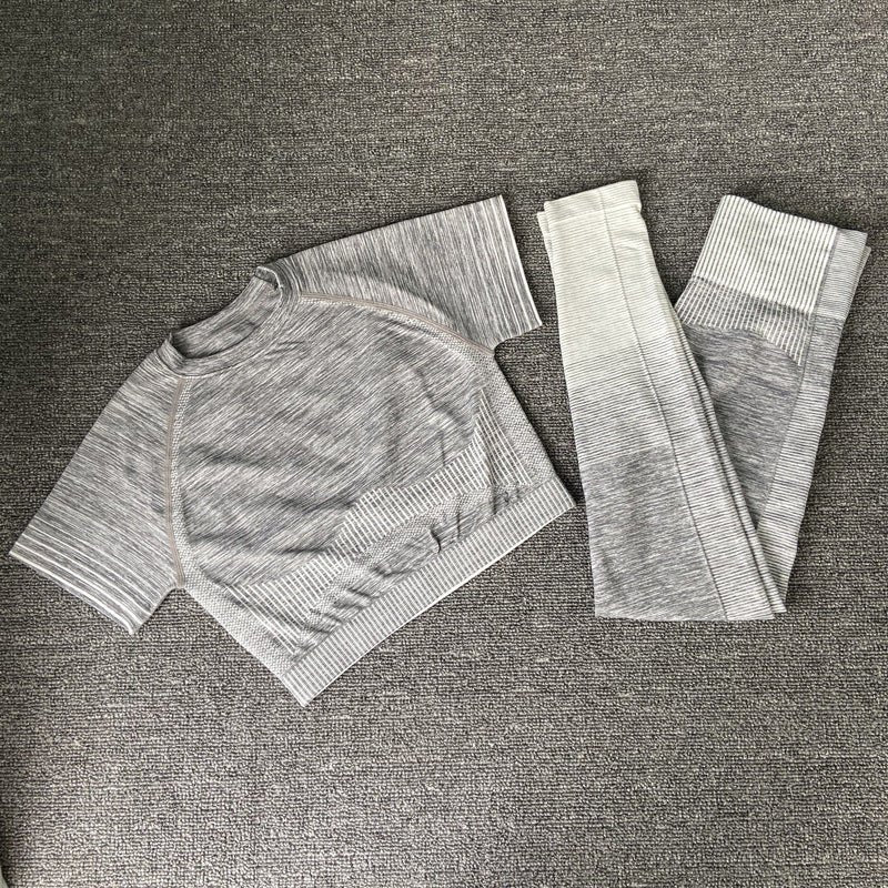 Seamless Yoga Clothing Set Knit Short Sleeves - Taylor K Shop