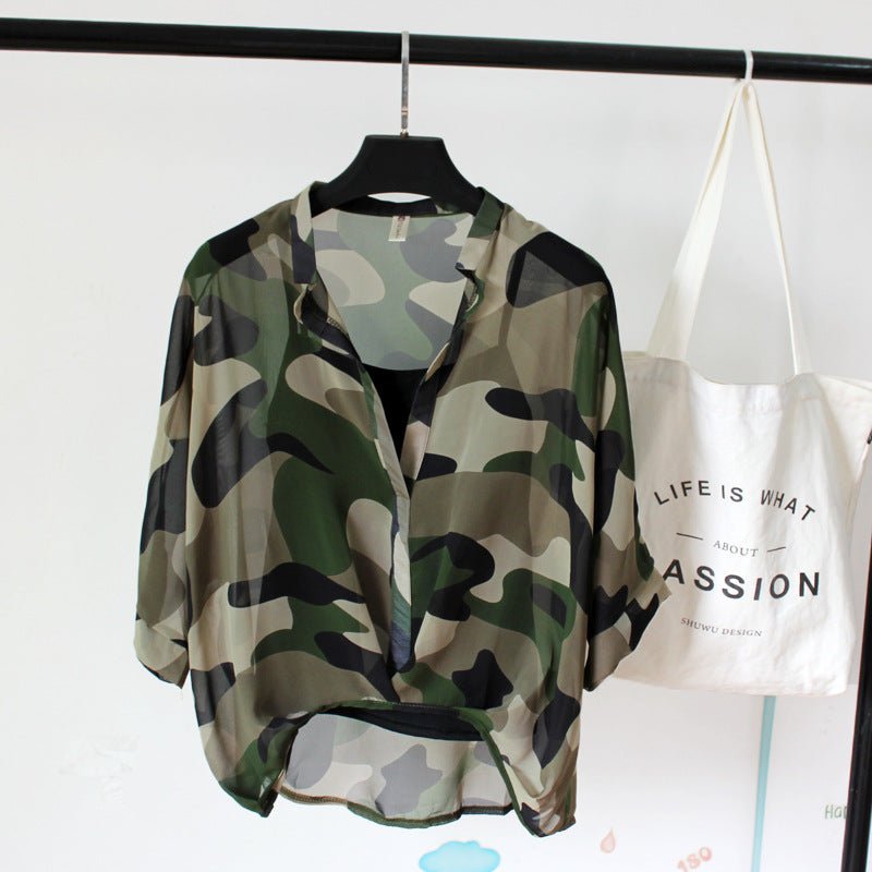 Seven - point Bat - sleeve Leopard - print Chiffon Shirt Summer Blouse Women - Taylor K Shop