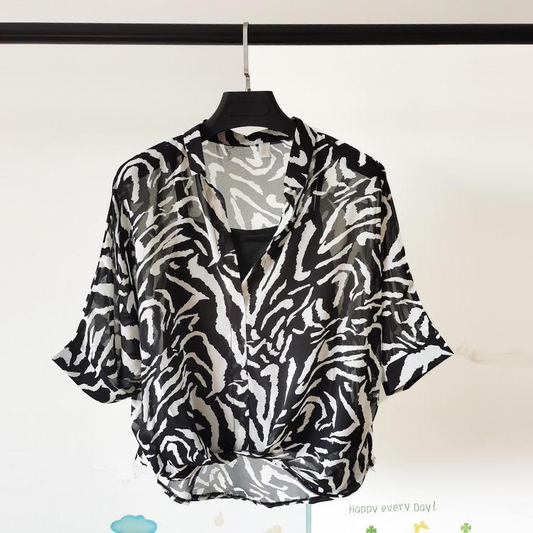 Seven - point Bat - sleeve Leopard - print Chiffon Shirt Summer Blouse Women - Taylor K Shop