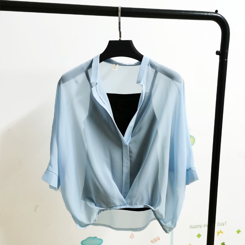 Seven - point Bat - sleeve Leopard - print Chiffon Shirt Summer Blouse Women - Taylor K Shop