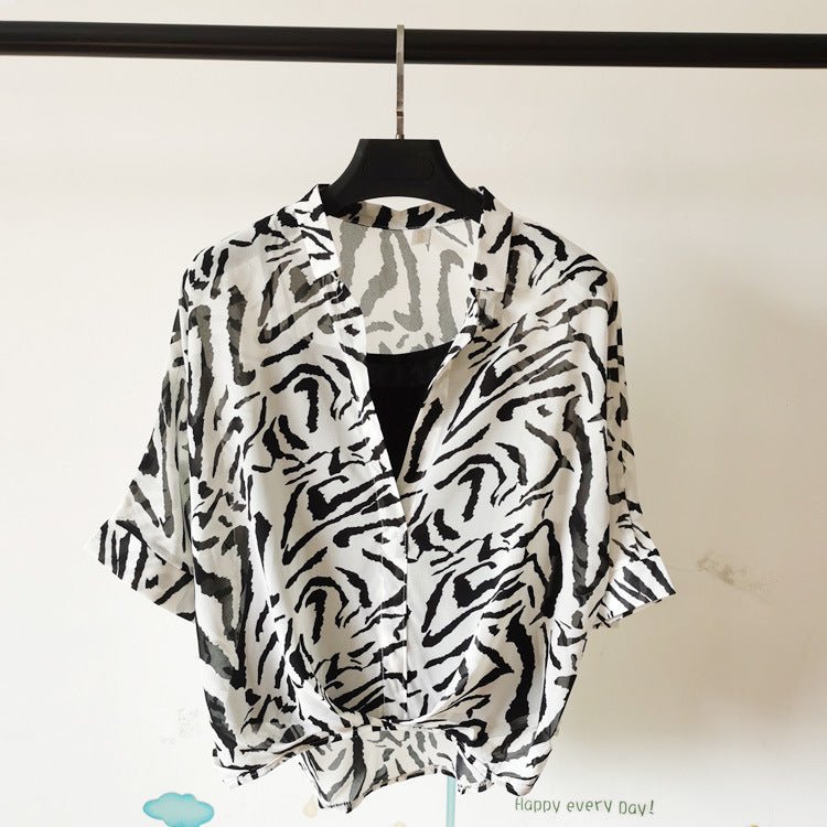 Seven - point Bat - sleeve Leopard - print Chiffon Shirt Summer Blouse Women - Taylor K Shop