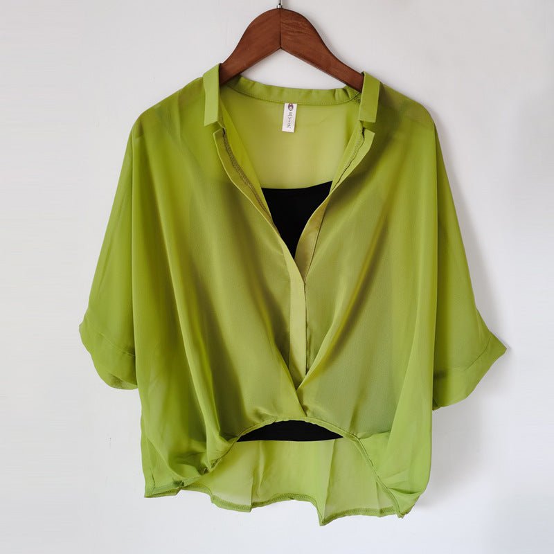 Seven - point Bat - sleeve Leopard - print Chiffon Shirt Summer Blouse Women - Taylor K Shop