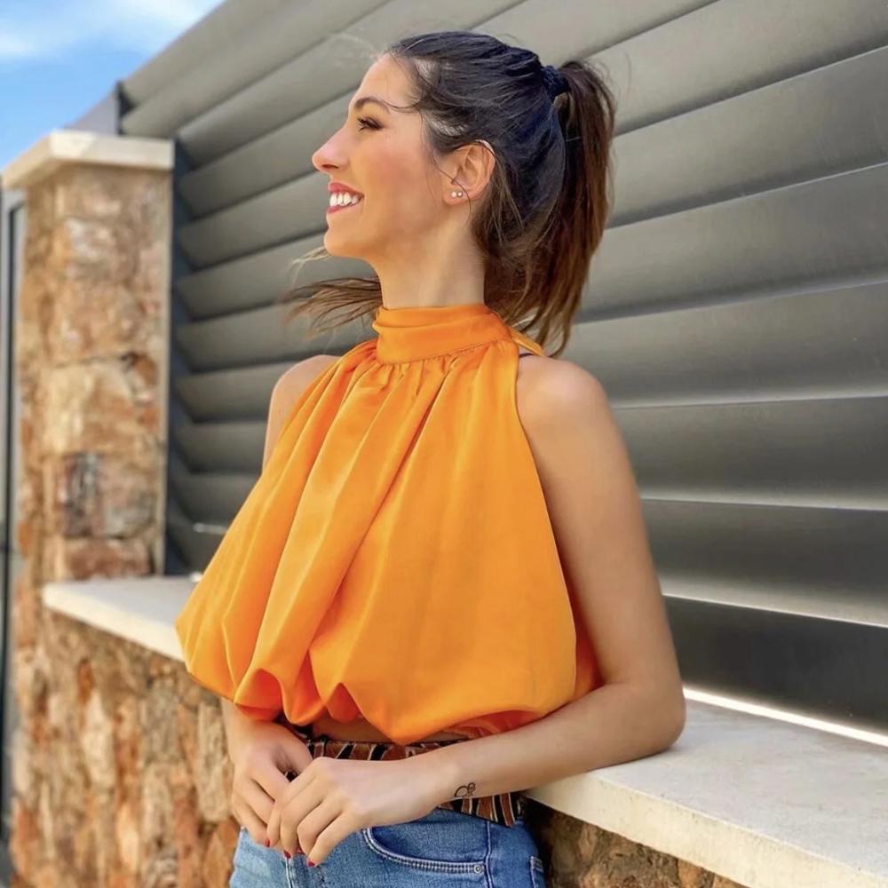 Sexy Blouses Orange Crop Ladies Shirt - Taylor K Shop