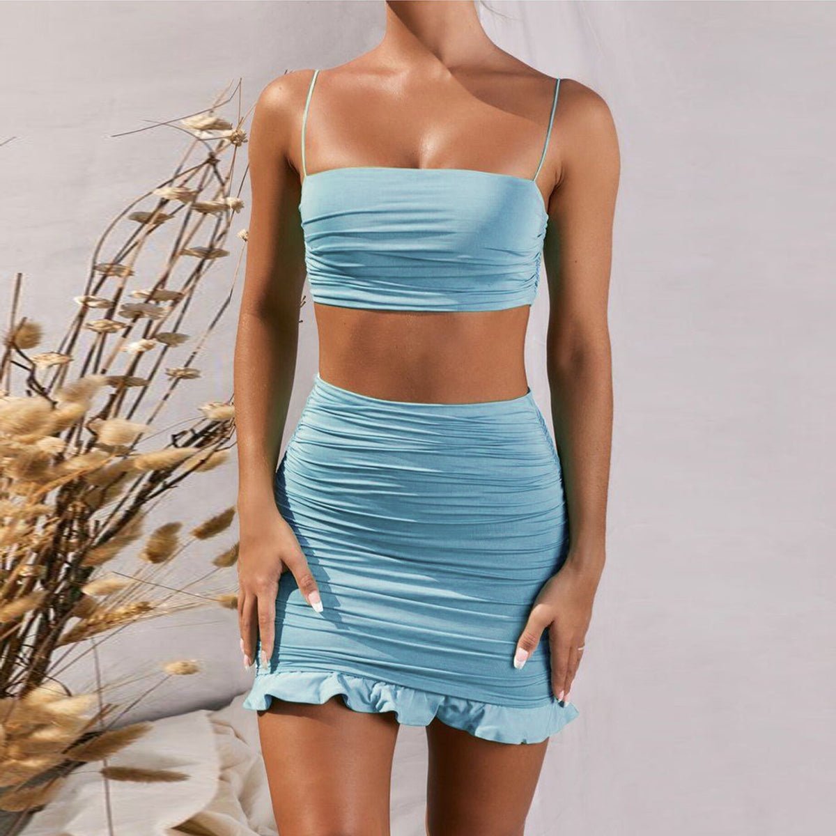 Sexy camisole pleated skirt two - piece suit - Taylor K Shop