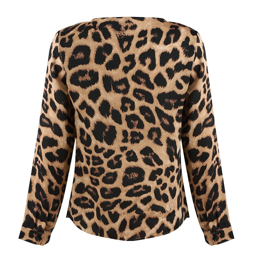 Sexy Long Sleeve Shirt Womens Tops And Blouses Leopard Print Autumn Winter Ladies Blouse V Neck Office Blusas Fashion - Taylor K Shop