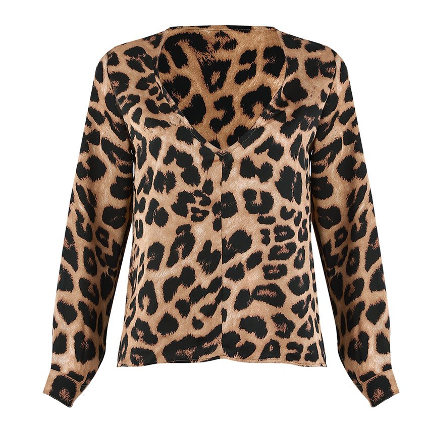 Sexy Long Sleeve Shirt Womens Tops And Blouses Leopard Print Autumn Winter Ladies Blouse V Neck Office Blusas Fashion - Taylor K Shop