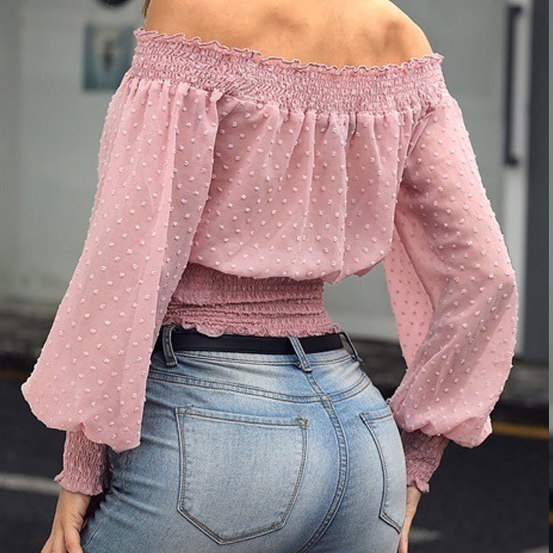 Sexy One - Shoulder Ruffled Waist Chiffon Shirt T-Shirt - Taylor K Shop