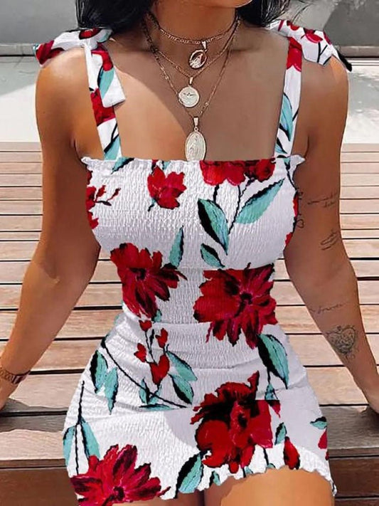 Sexy Women's Bodycon Dress 2022 New Summer Fashion White Sling Strapless Folds Mini Slim Pencil Print Tank Dresses For Women - Taylor K Shop