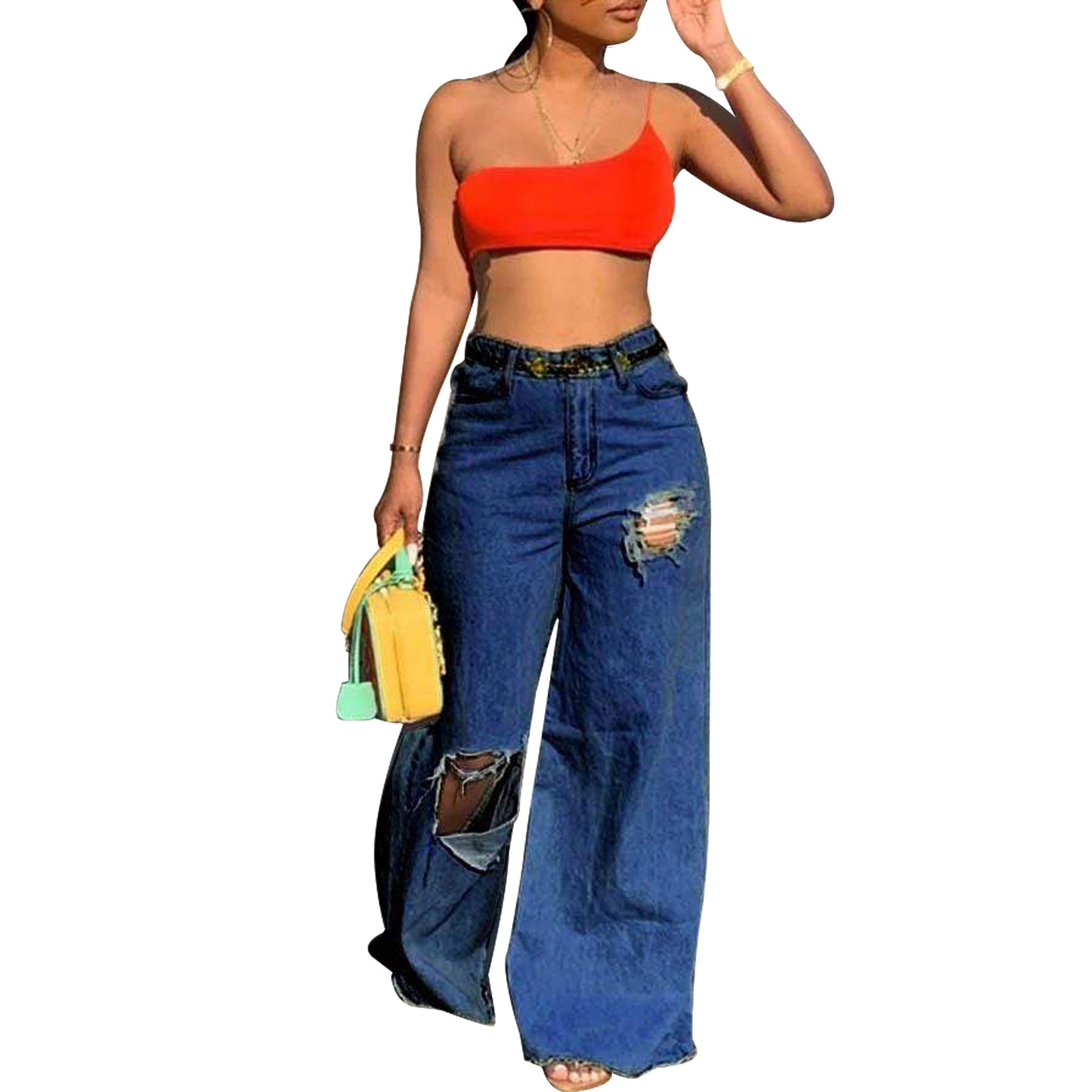 Sexy Women's Irregular Ripped Loose Jeans - Taylor K Shop