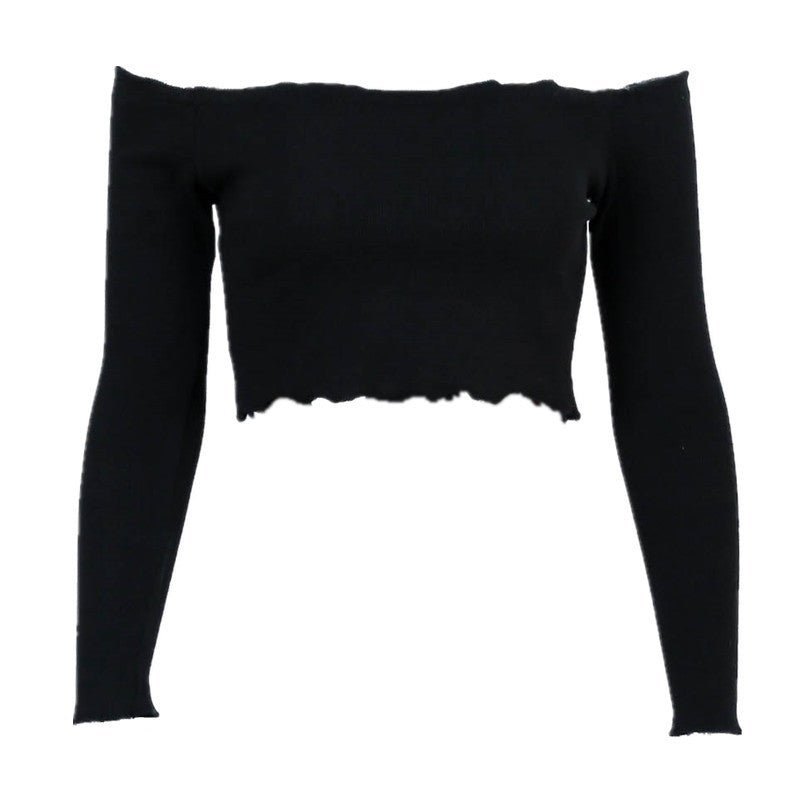 Short navel neckline sexy solid color slim t-shirt - Taylor K Shop