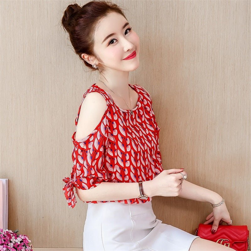 Shoulder Chiffon Blouse Lady - Taylor K Shop