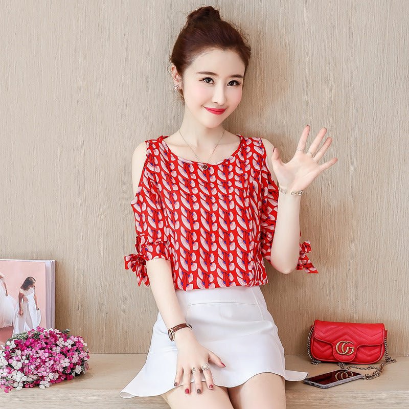 Shoulder Chiffon Blouse Lady - Taylor K Shop