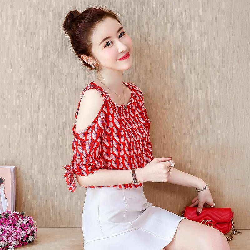 Shoulder Chiffon Blouse Lady - Taylor K Shop