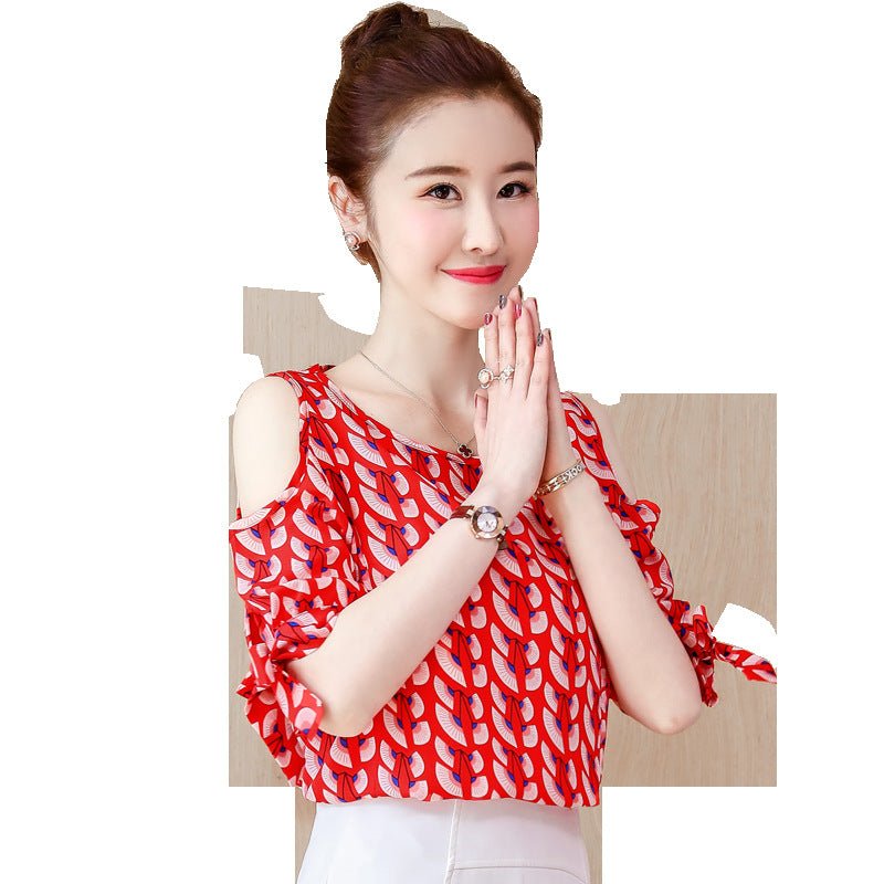Shoulder Chiffon Blouse Lady - Taylor K Shop