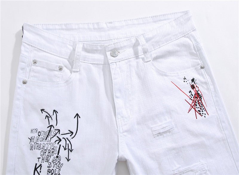 Shredded embroidery jeans - Taylor K Shop
