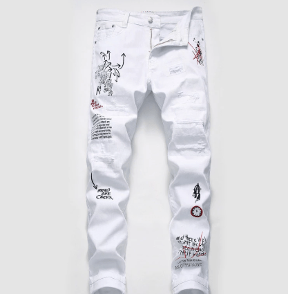 Shredded embroidery jeans - Taylor K Shop