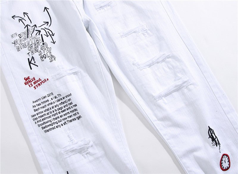 Shredded embroidery jeans - Taylor K Shop