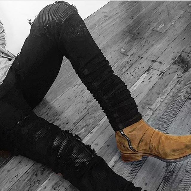 Shredded jeans, slim feet, jeans, motorcycle, men's trousers - Taylor K Shop