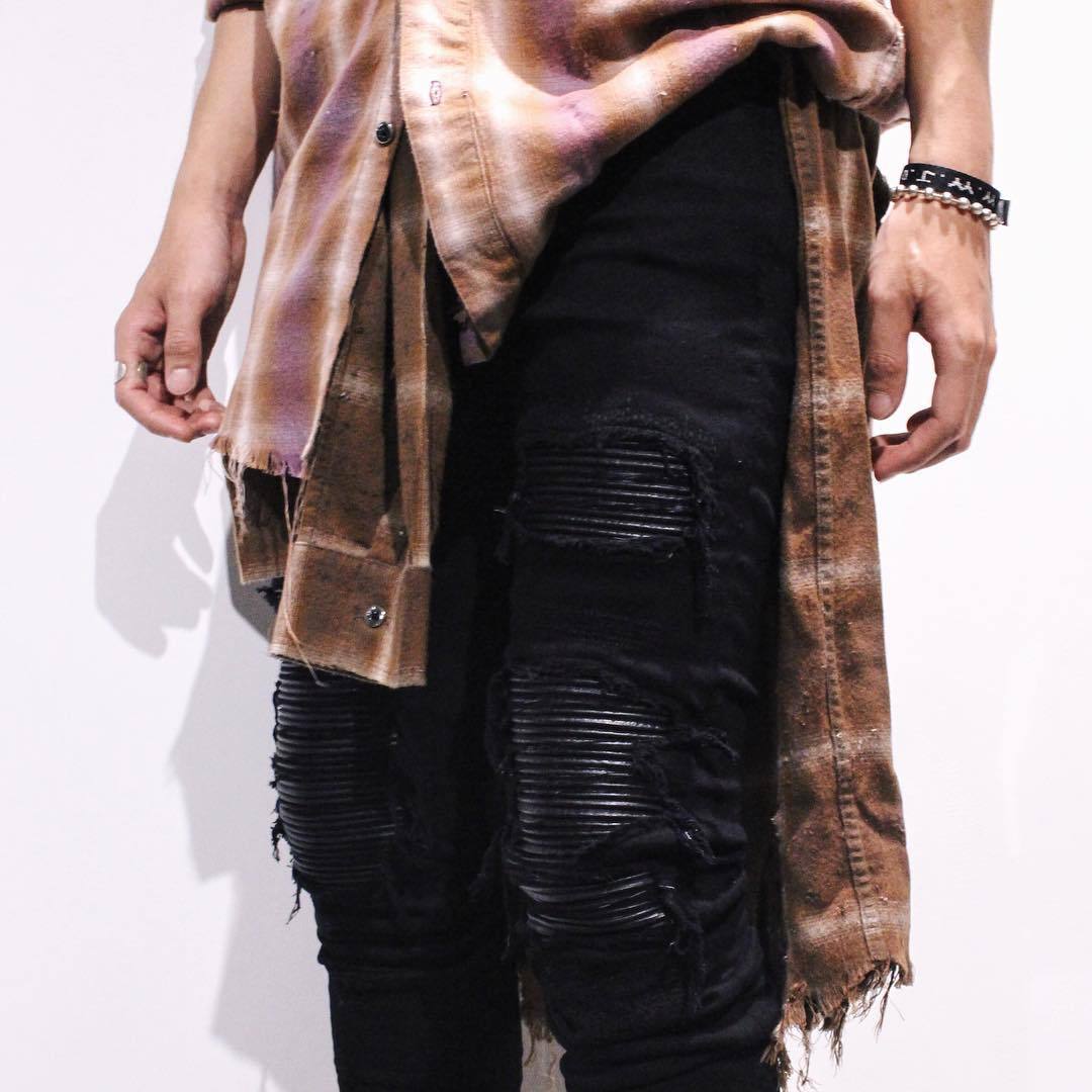 Shredded jeans, slim feet, jeans, motorcycle, men's trousers - Taylor K Shop