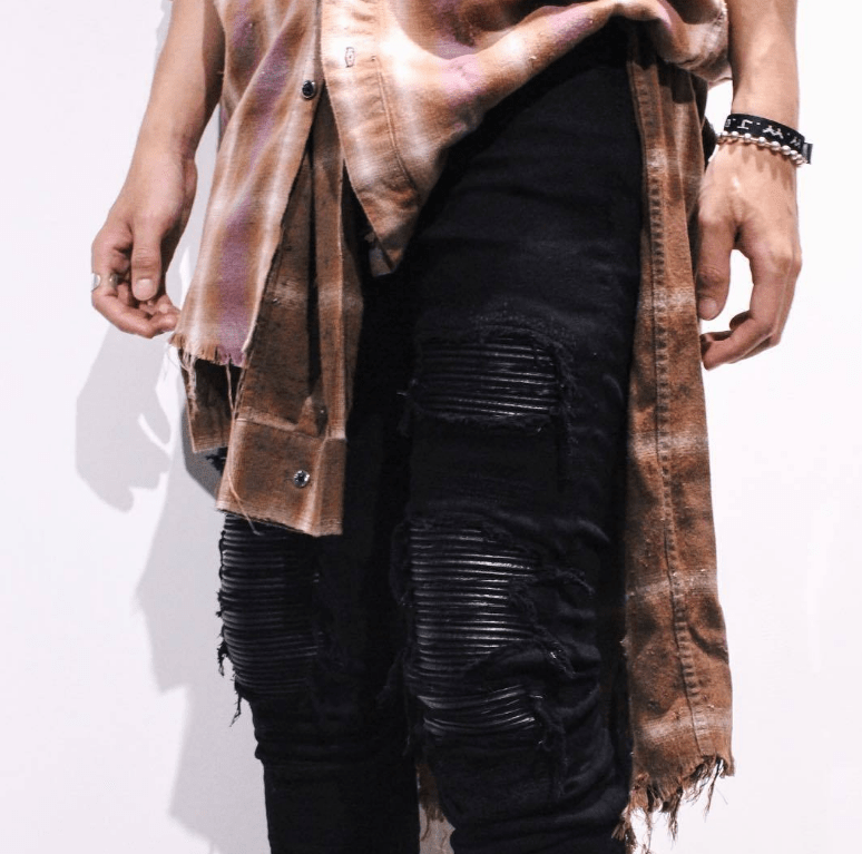 Shredded jeans, slim feet, jeans, motorcycle, men's trousers - Taylor K Shop
