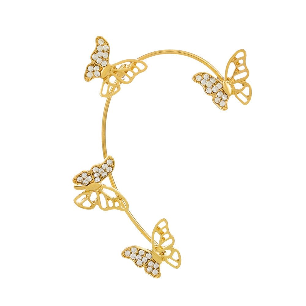 Silver Plated Metal Crystal Butterfly Ear Clips For Women Sparkling Zircon Ear Cuff Clip Earrings Wedding Girls Jewelry Gifts - Taylor K Shop