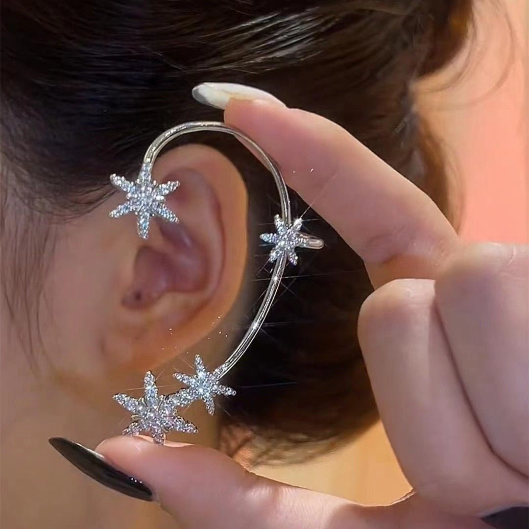 Silver Plated Metal Leaf Butterfly Clip Earrings for Women Ear Clips Without Piercing Sparkling Zircon Ear Cuff Fashion Jewelry - Taylor K Shop