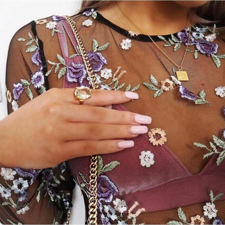 Simone Flower Mesh Blouse - Taylor K Shop