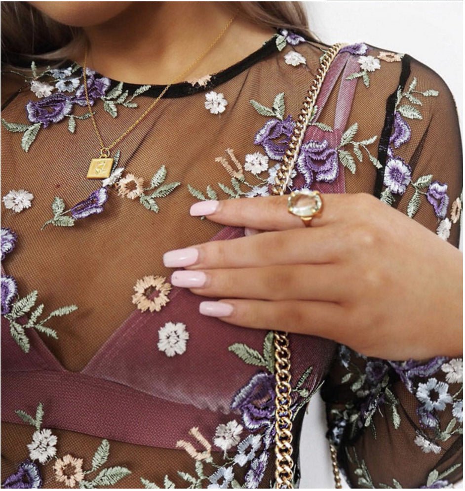 Simone Flower Mesh Blouse - Taylor K Shop