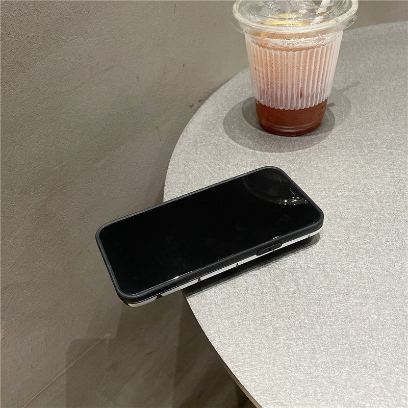 Simple Black And White Geometric Diamond Round Love Bracket Mobile Phone Case - Taylor K Shop