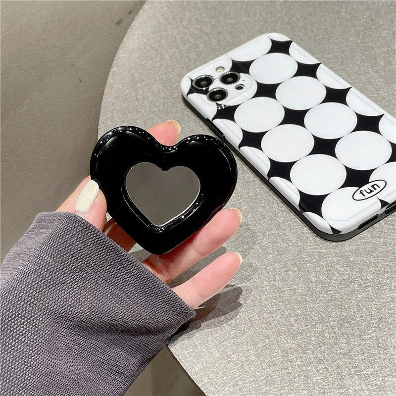 Simple Black And White Geometric Diamond Round Love Bracket Mobile Phone Case - Taylor K Shop