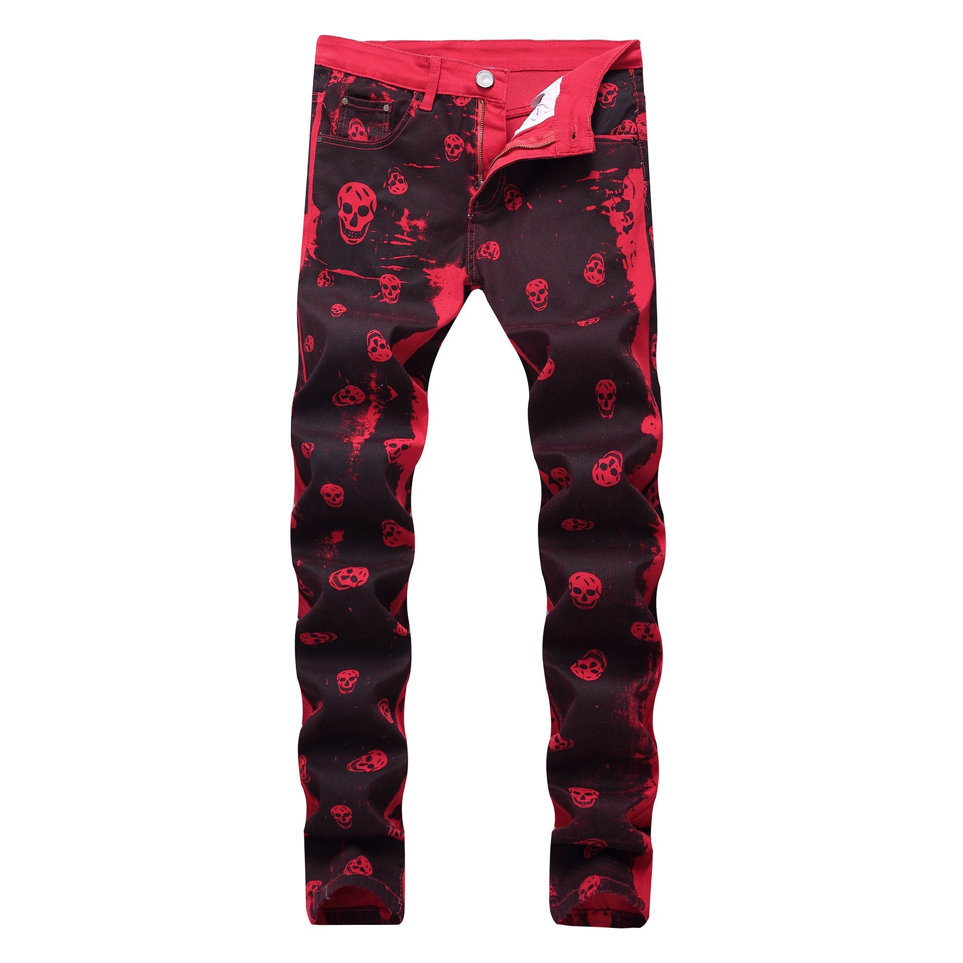 Skull red jeans men's casual jeans - Taylor K Shop