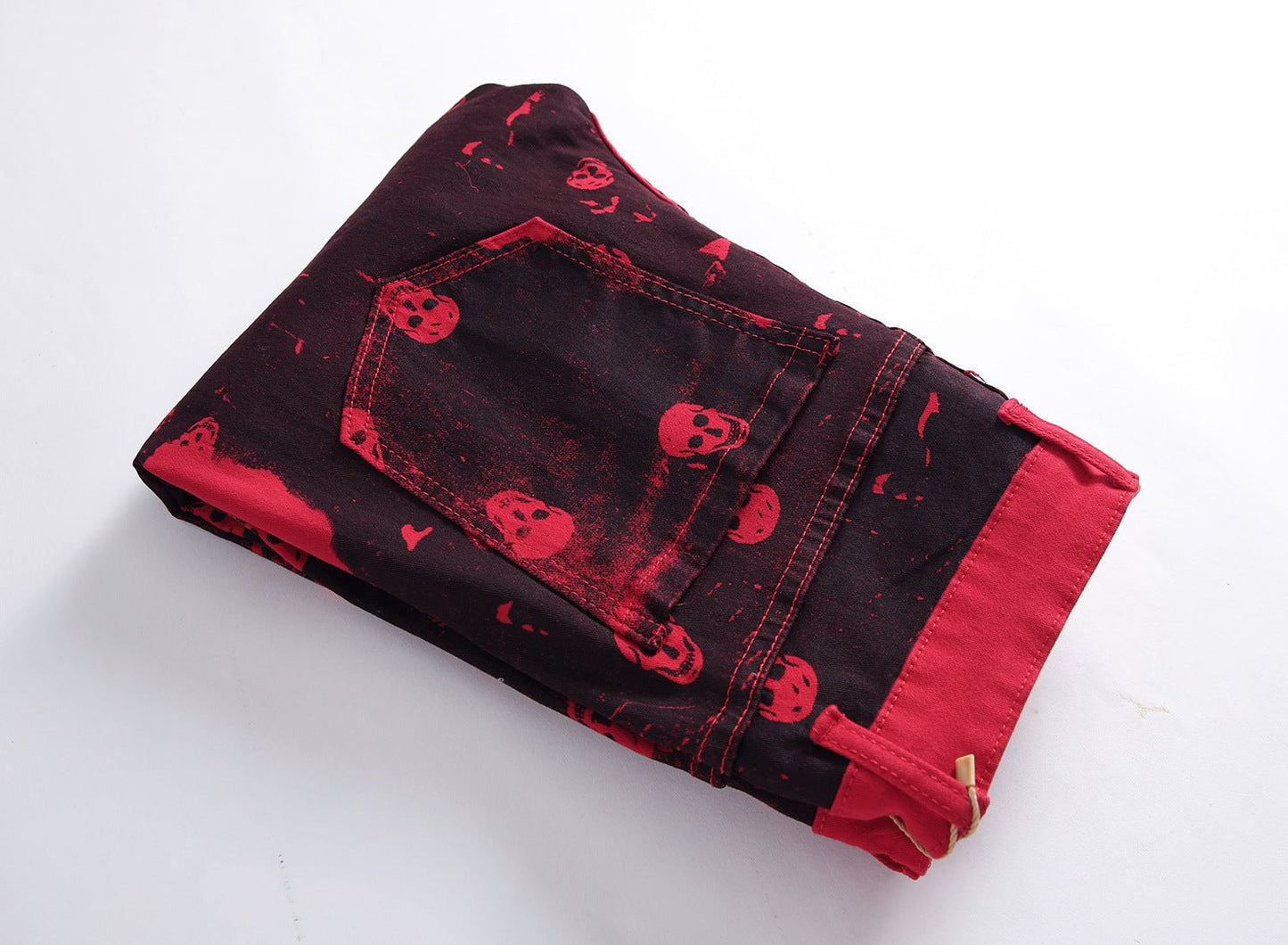 Skull red jeans men's casual jeans - Taylor K Shop