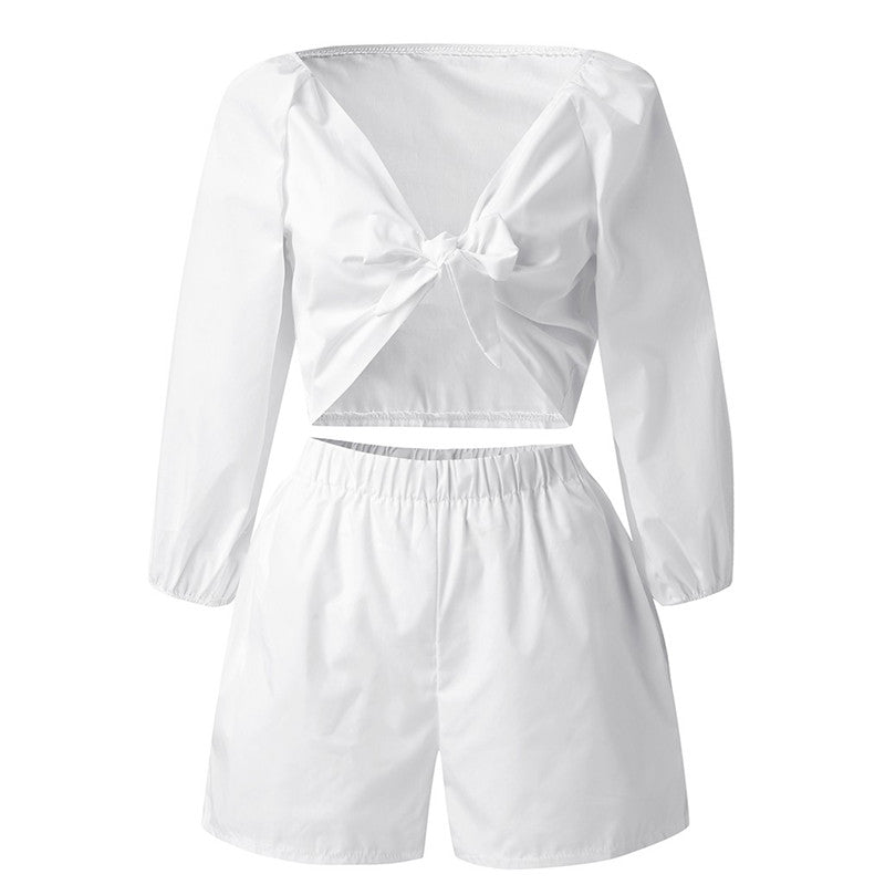 Sleeve Tops Shorts Elastic Waist Wide Leg Short Suit Sets - Taylor K Shop