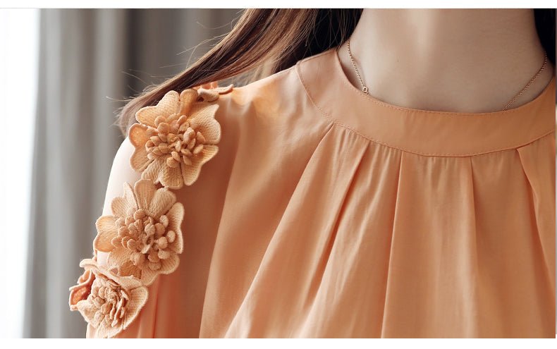 Sleeved Blouse Off - shouldered Chiffon Blouse In The Summer - Taylor K Shop