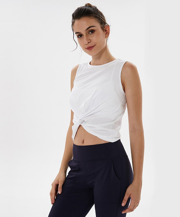 Sleeveless loose exposed navel blouse - Taylor K Shop