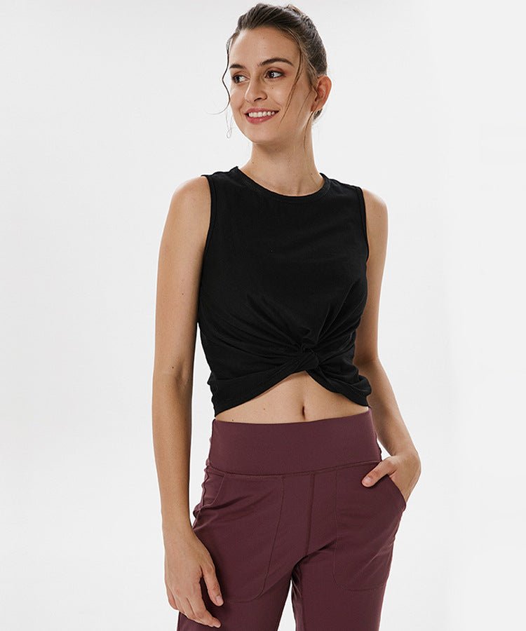 Sleeveless loose exposed navel blouse - Taylor K Shop