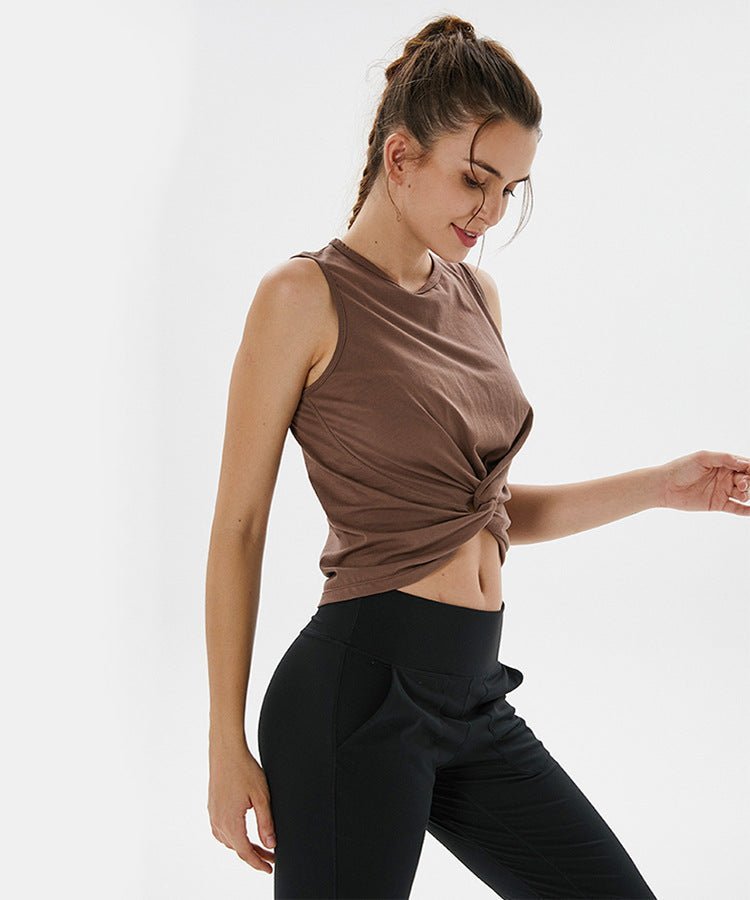 Sleeveless loose exposed navel blouse - Taylor K Shop