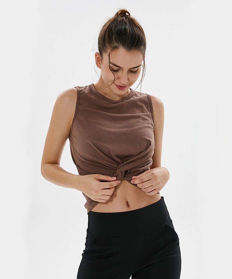 Sleeveless loose exposed navel blouse - Taylor K Shop