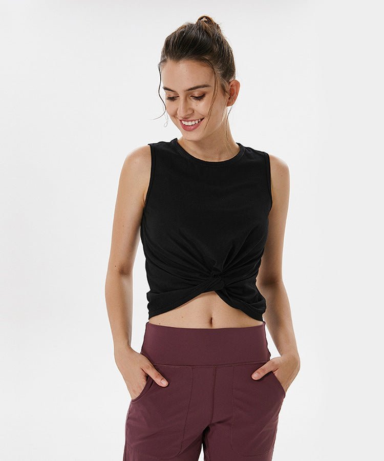 Sleeveless loose exposed navel blouse - Taylor K Shop