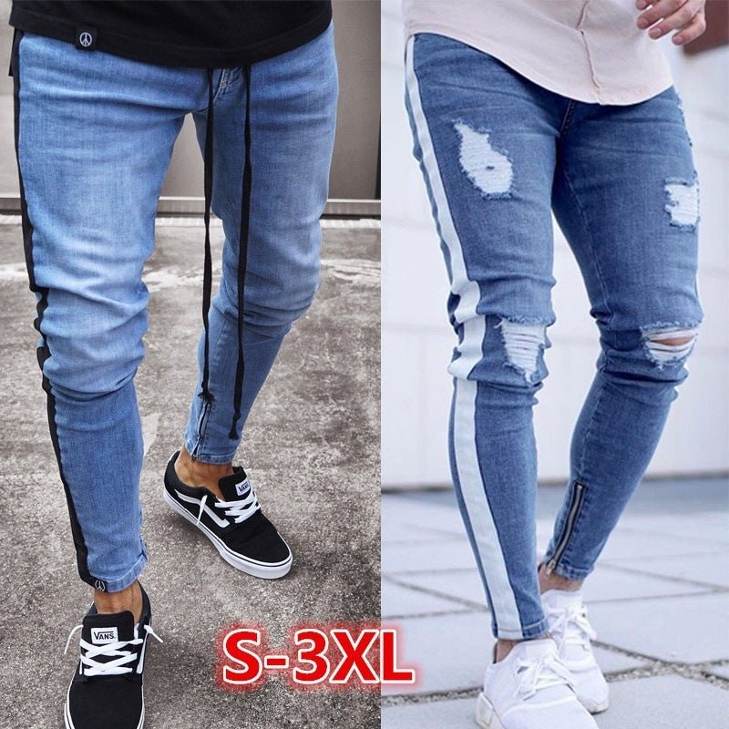 Small Feet Zipper Jeans Men's Ripped New Jeans - Taylor K Shop