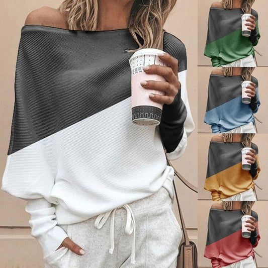 Spliced collared long sleeve blouse - Taylor K Shop