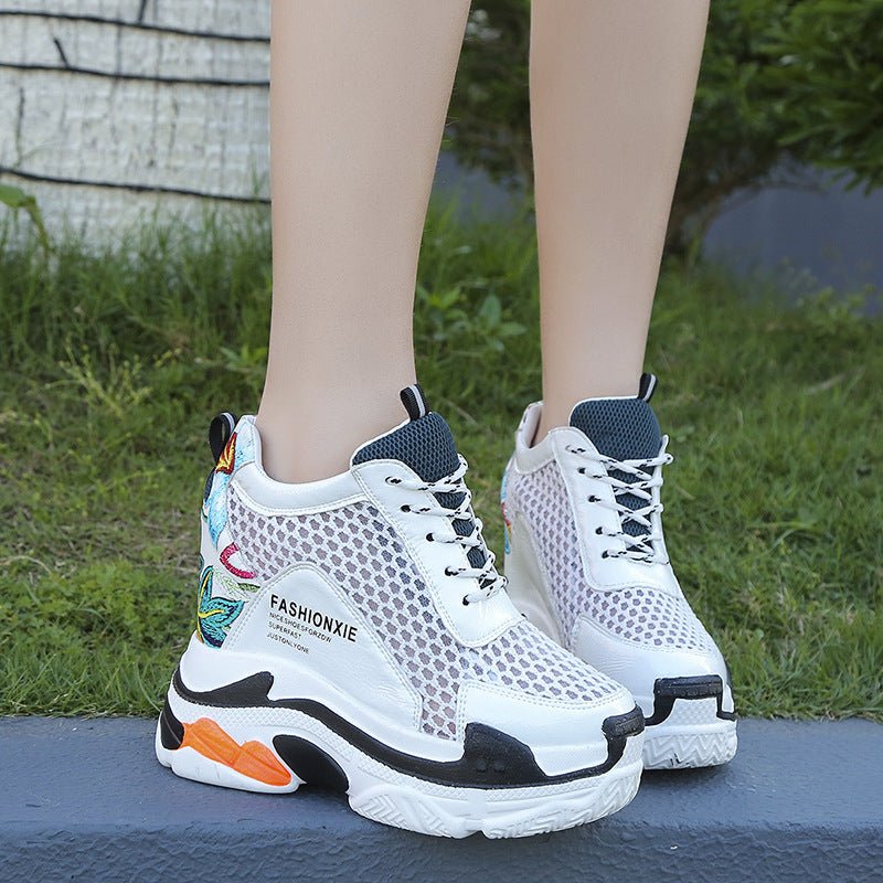 Sports Women Graffiti Casual Thick Sole 10cm Mesh Shoes - Taylor K Shop